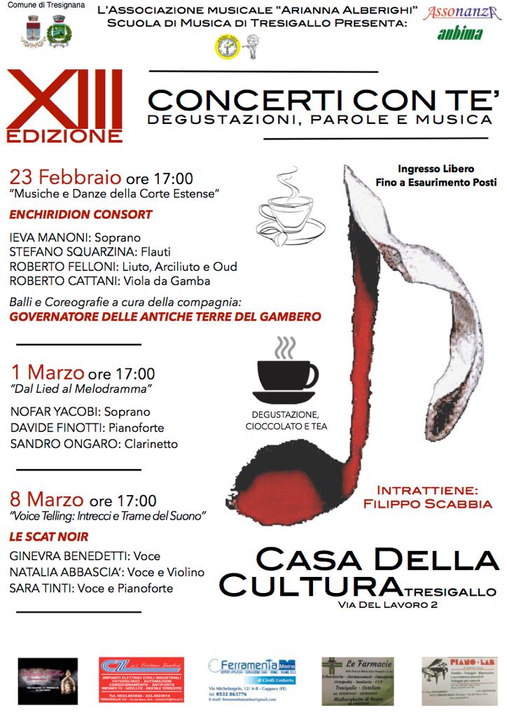 Concerti con t&eacute;. Degustazioni, parole e musica. XIII edizione